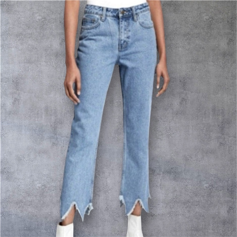 EVIDNT Anthropology Essen Relaxed Fit Raw Hem Blue Denim Jeans, Size 26